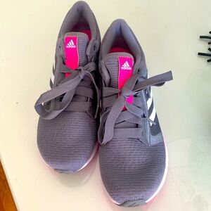 Adidas gray and pink athletic shoes